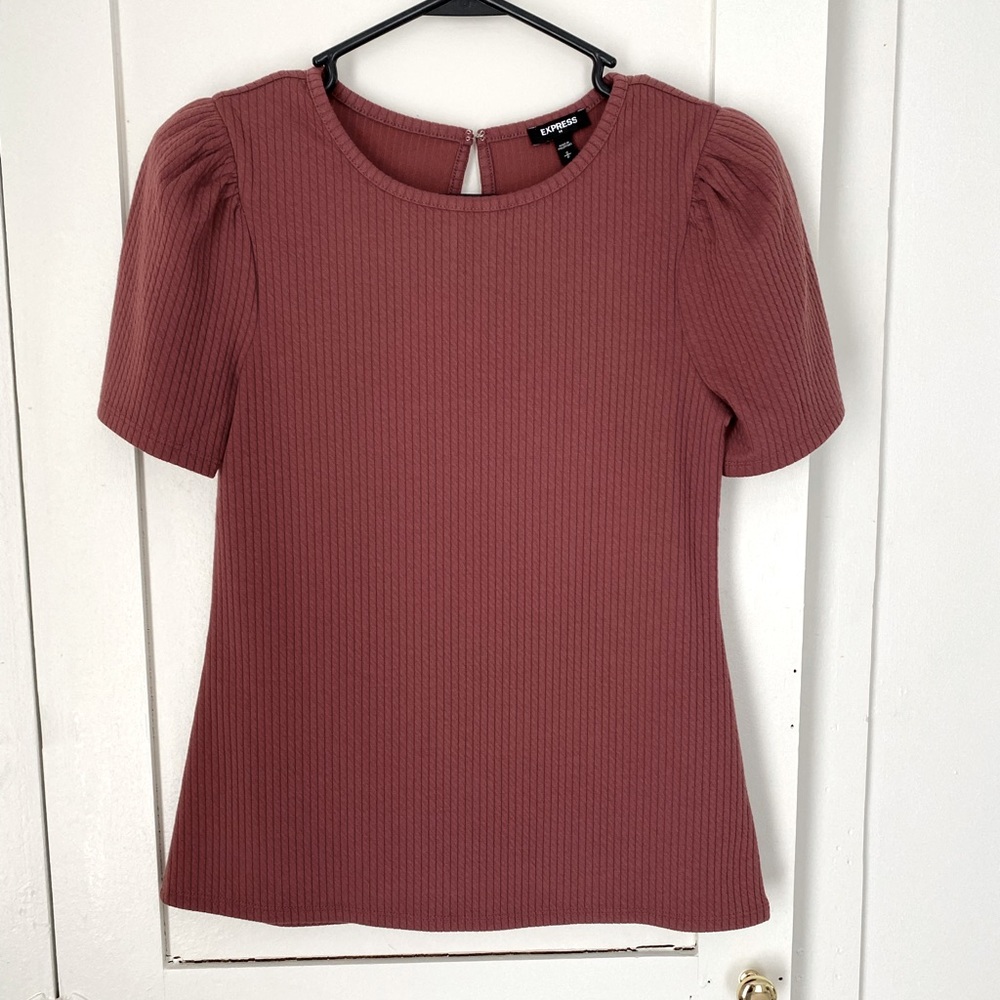 Dusty rose Express business casual top with shoulder detail